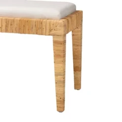 Sofia Rattan And Mahogany Wood Bench White/Natural Brown - Baxton Studio -Baxton Studio Store GUEST b6c597af 41a7 40d7 8f43 1de34b02bede