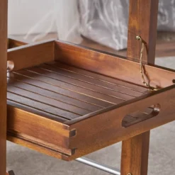 Cynthia Farmhouse Wooden Bar Cart Dark Oak Brown - Christopher Knight Home -Baxton Studio Store GUEST b6e3829e 1c75 4d6c afdf b15239f5afd3