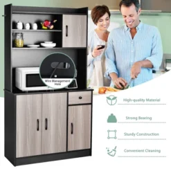 Costway 4-Door 71'' Kitchen Buffet Pantry Storage Cabinet W/Hutch Adjustable Shelf WhiteBlack -Baxton Studio Store GUEST b736375b ea40 4bde 87fe 3c0bed251ef5