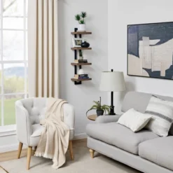 36" X 11" 4 Tier Ladder Bracket Floating Wall Shelf Unit - Danya B. 28 36" X 11" 4 Tier Ladder Bracket Floating Wall Shelf Unit - Danya B. -Baxton Studio Store GUEST b7f4f96e a764 40ad 8f1a afdddcc42298