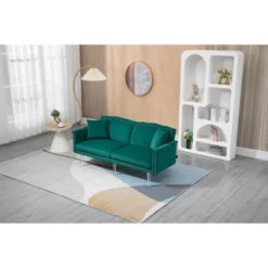 Modern Velvet Upholstered Loveseats Sofa With 2 Pillows-ModernLuxe
