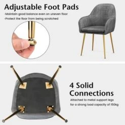 Costway Set Of 2 Velvet Dining Chairs Mid-Back Leisure Armchair W/ Gold Leg PinkGray -Baxton Studio Store GUEST b9793ff0 e8b7 4093 a830 25e06a27caf9