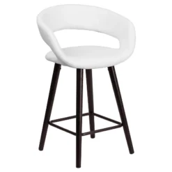 Flash Furniture Brynn Series 24'' High Contemporary Vinyl Rounded Back Counter Height Stool With Cappuccino Wood Frame -Baxton Studio Store GUEST b9bb32d2 906a 403a bea3 950784e26812
