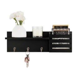 18" Utility Shelf With Pocket And Hanging Hooks Black - Danya B. -Baxton Studio Store GUEST ba19a9d4 bb54 4068 949d 8b5ff2820808