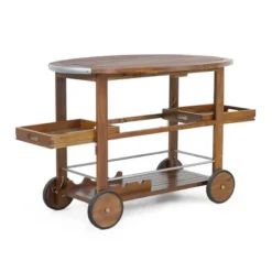 Cynthia Farmhouse Wooden Bar Cart Dark Oak Brown - Christopher Knight Home -Baxton Studio Store GUEST ba6c9592 bc55 4536 a7a9 1d0deaadf4d0