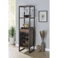 Narik Wine Rack Weathered Oak - Acme Furniture -Baxton Studio Store GUEST baa239f1 076e 456e 82d8 444339adf6a0