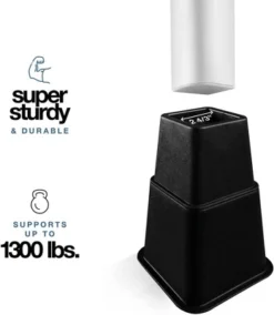 Adjustable Bed Risers - Heavy Duty Furniture Riser Set Of 4 In Heights Of 8, 5, Or 3 Inches For Table Risers, Bed Frame Risers In Black – Homeitusa -Baxton Studio Store GUEST bab3f838 dc7c 483c 9d08 49851ba27c29