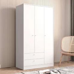 Denmark 3 Door And 2 Drawer Wardrobe White - Polifurniture -Baxton Studio Store GUEST bacd73d8 9108 48a6 aa53 1d0b07827468