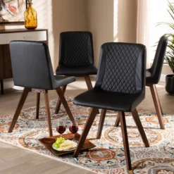 Set Of 4 Pernille Faux Leather Walnut Finished Dining Chairs - Baxton Studio 8 Set Of 4 Pernille Faux Leather Walnut Finished Dining Chairs - Baxton Studio -Baxton Studio Store GUEST bceda306 d0e9 4355 a4df 2a702cd033bb