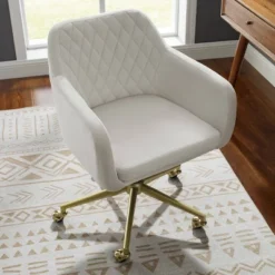 Imogen Quilted Office Chair Off White - Linon -Baxton Studio Store GUEST bd759f5a 6afb 441a 8989 44d32417621c