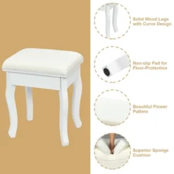 Costway Vanity Makeup Dressing Table Stool 4 Jewelry Wood Desk White -Baxton Studio Store GUEST bdf5537b 0631 43bf 9711 f719c7afd6ec