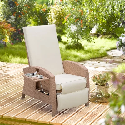 Outsunny Patio Recliner, Outdoor Reclining Chair With Flip-Up Side Table, All-Weather Wicker Metal Frame Chaise With Footrest, Cushions 2 Outsunny Patio Recliner, Outdoor Reclining Chair With Flip-Up Side Table, All-Weather Wicker Metal Frame Chaise With Footrest, Cushions - Image 2