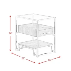 Hampton Rectangle Storage Side Chair Table Light Walnut/Chrome - Picket House Furnishings -Baxton Studio Store GUEST bf40d1b1 9b53 49f2 9f50 7cbcfa31e456