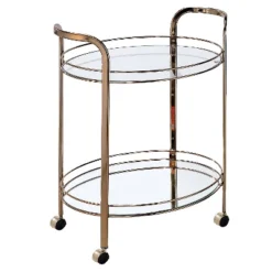 Derria Oval Mirrored Metal Frame Serving Cart - Furniture Of America -Baxton Studio Store GUEST bf5531cf efbf 41f7 87c7 bb374cd6321f