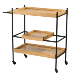 Jengarn Rolling Bar Cart Natural/Black - Aiden Lane -Baxton Studio Store GUEST bf9d9f7c 9d9f 4608 86c2 f36d7cc9bdb3