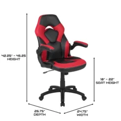 BlackArc Gamma Gaming Desk & Chair Set - Black & Red High Back Gaming Chair With Flip-Up Arms; Desk With Detachable Headphone Hook/Cupholder -Baxton Studio Store GUEST bfb78509 62a7 452a 94c7 5b918b22832e