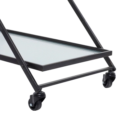 Industrial Metal Bar Cart Black - Olivia & May 4 Industrial Metal Bar Cart Black - Olivia & May - Image 4