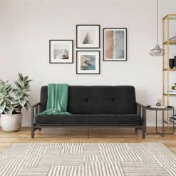 Full Anders Metal Arm Futon With 6" Microfiber Mattress - Room & Joy