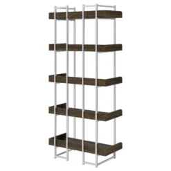 70.25" Angelica 5 Shelf Bookcase Walnut - Coaster -Baxton Studio Store GUEST c052f540 c2a5 44e1 9095 3d6a46511207