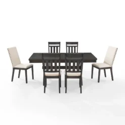 7pc Hayden Extendable Dining Set With 4 Slat Back Chairs And 2 Upholstered Chairs Slate - Crosley -Baxton Studio Store GUEST c125faa0 3ca7 4b91 875c 66c3a8a46a5a