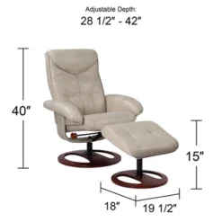 BenchMaster Newport Taupe Faux Leather Recliner Chair Modern Armchair Ottoman Footrest Ergonomic Manual Reclining Swivel For Bedroom Living Room Home -Baxton Studio Store GUEST c2047284 d8d6 4144 b337 bf2103d4d719