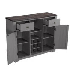 47" Wood Bar Cabinet With Brushed Nickel Knobs Gray - Home Essentials -Baxton Studio Store GUEST c28a3517 2210 41e5 8cc4 595fe987f737