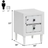 Costway Nightstand End Bedside Coffee Table Wooden Leg Storage Drawers White