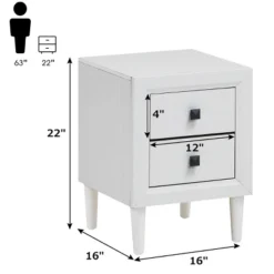 Costway Nightstand End Bedside Coffee Table Wooden Leg Storage Drawers White