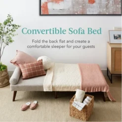 Best Choice Products Fabric Upholstered Convertible Futon W/ Rounded Armrests, Wooden Legs, 2 Cupholders -Baxton Studio Store GUEST c52fab9c 16f7 4e9f 80ba d79cf3884e5a