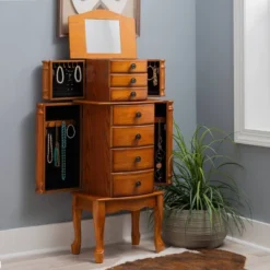Marie Jewelry Armoire Oak - Powell Company -Baxton Studio Store GUEST c532f5ae e7e5 4ed1 a9ca 97ab2914befb