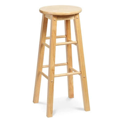 PJ Wood Classic Round Seat 29" Tall Kitchen Counter Stools For Homes, Dining Spaces, And Bars With Backless Seats & 4 Square Legs, Natural (Set Of 4) 2 PJ Wood Classic Round Seat 29" Tall Kitchen Counter Stools For Homes, Dining Spaces, And Bars With Backless Seats & 4 Square Legs, Natural (Set Of 4) - Image 2