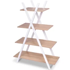 Costway 4-Tier Bookshelf Storage Display Shelves Bookcase Ladder X-Shape -Baxton Studio Store GUEST c7608730 f94e 4fb0 b5d4 18e232660113