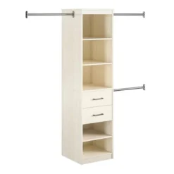 Kelly 5 Shelf 2 Drawer Closet Organizer With 3 Adjustable Hanging Rods Ivory Oak - Novogratz -Baxton Studio Store GUEST c7dbb06c 46b0 4f09 bbae bb1242499e12