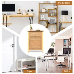 Costway 2PCS Nightstand With Drawer Accent Side End Table Storage Cabinet WhiteNatural -Baxton Studio Store GUEST c83864ed 15b7 487a a5ed b1e97447665c