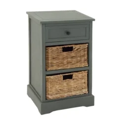 Wood Side Table With Storage And Basket Drawers White - Olivia & May 13 Wood Side Table With Storage And Basket Drawers White - Olivia & May -Baxton Studio Store GUEST c8c14add 9606 4eed a067 7e0e461c04fc