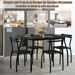 Costway 5 Piece Dining Set Table 30.0" And 4 Chairs Home Kitchen Room Breakfast Furniture Black -Baxton Studio Store GUEST c8c8f6c3 ebe5 4be0 9c4b c3f305eade2f