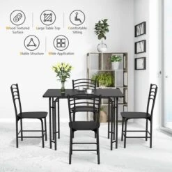 Costway 5 Piece Dining Set Home Kitchen Table 29.5'' And 4 Chairs With Metal Legs Modern Black 11 Costway 5 Piece Dining Set Home Kitchen Table 29.5'' And 4 Chairs With Metal Legs Modern Black -Baxton Studio Store GUEST c8e0c804 bf12 4917 97bd 3bf058794b61