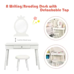 Costway Kids Vanity Makeup Table & Chair Set Make Up Stool Play Set For Children -Baxton Studio Store GUEST c934c369 ea6b 4b82 88a6 1ade170ae9c0