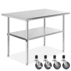GRIDMANN Stainless Steel Table With 4 Casters (Wheels), NSF Commercial Kitchen Work & Prep Table -Baxton Studio Store GUEST c98bceb4 7cc4 4ab5 8109 d871bf690a6a
