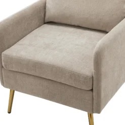 Giovann Wooden Upholstered Accent Chair Comfy Armchair Living Room And Bedroom Armchair With Metal Legs | Karat Home -Baxton Studio Store GUEST ca1ae00d 7274 4f95 b761 1e85f3b91bbf