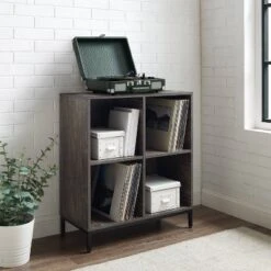 Jacobsen Record Storage Cube Bookshelf Brown Ash - Crosley -Baxton Studio Store GUEST ca4eac83 2ccd 4310 8100 290b4ddf0c31