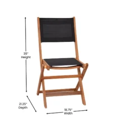 Flash Furniture 2PK All-Weather Acacia Wood Folding Bistro Chairs-Mesh Back/Seat-Natural/Black -Baxton Studio Store GUEST ca903ccb 0c22 42ab 93fc 43860ed6659f