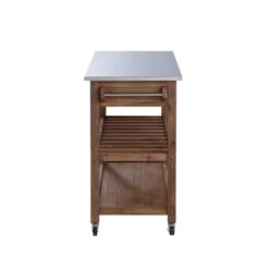 Sonoma Kitchen Cart With Stainless Steel Top Wire Brush Barnwood Brown - Boraam -Baxton Studio Store GUEST cadc5f93 7981 46e0 869b e551813c9a21