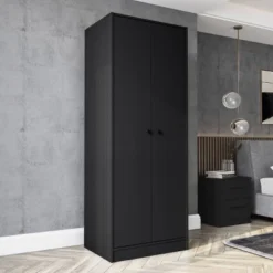 Denmark 2 Door Wardrobe - Polifurniture -Baxton Studio Store GUEST cb3a8766 c5ed 4300 b031 2ca422cbf10c