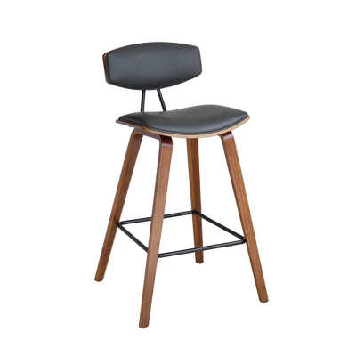 25.5" Fox Faux Leather Wood Counter Height Barstool - Armen Living 9 25.5" Fox Faux Leather Wood Counter Height Barstool - Armen Living - Image 9