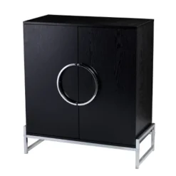 Henstinger Double Door Bar Cabinet Black/Chrome - Aiden Lane -Baxton Studio Store GUEST cbf9290d 32c1 44d3 829b 5ffd90a047f9