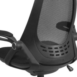 Emma And Oliver High Back Black Mesh Executive Swivel Office Chair With Flip-Up Arms -Baxton Studio Store GUEST cc445138 1729 47fe a042 9eaf8be29319