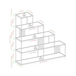 55.5" Modern 4 Shelf With Metal Bar Room Divider Bookcase Coastal Oak/Black - Saracina Home -Baxton Studio Store GUEST cc7da339 0cfb 4594 9f54 82cb5df98f11
