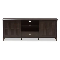 Unna Wood TV Cabinet With 2 Sliding Doors And Drawer TV Stand For TVs Up To 70" Dark Brown - Baxton Studio