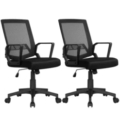 Yaheetech Adjustable Mid-Back Office Chair Computer Chair With Wheels -Baxton Studio Store GUEST cda7bd30 0ed6 4247 840c 5ef789a829b9
